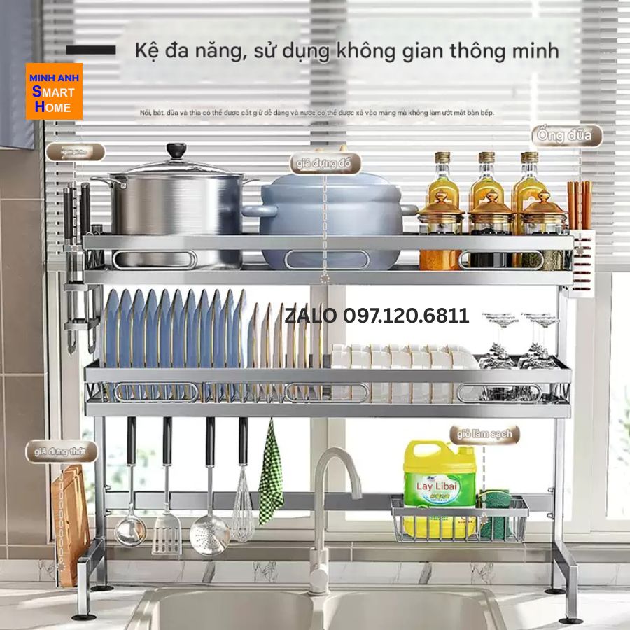 Kệ Úp Chén 2 Tầng Đa Năng Trên Bồn Rửa: Gấp Đôi Không Gian